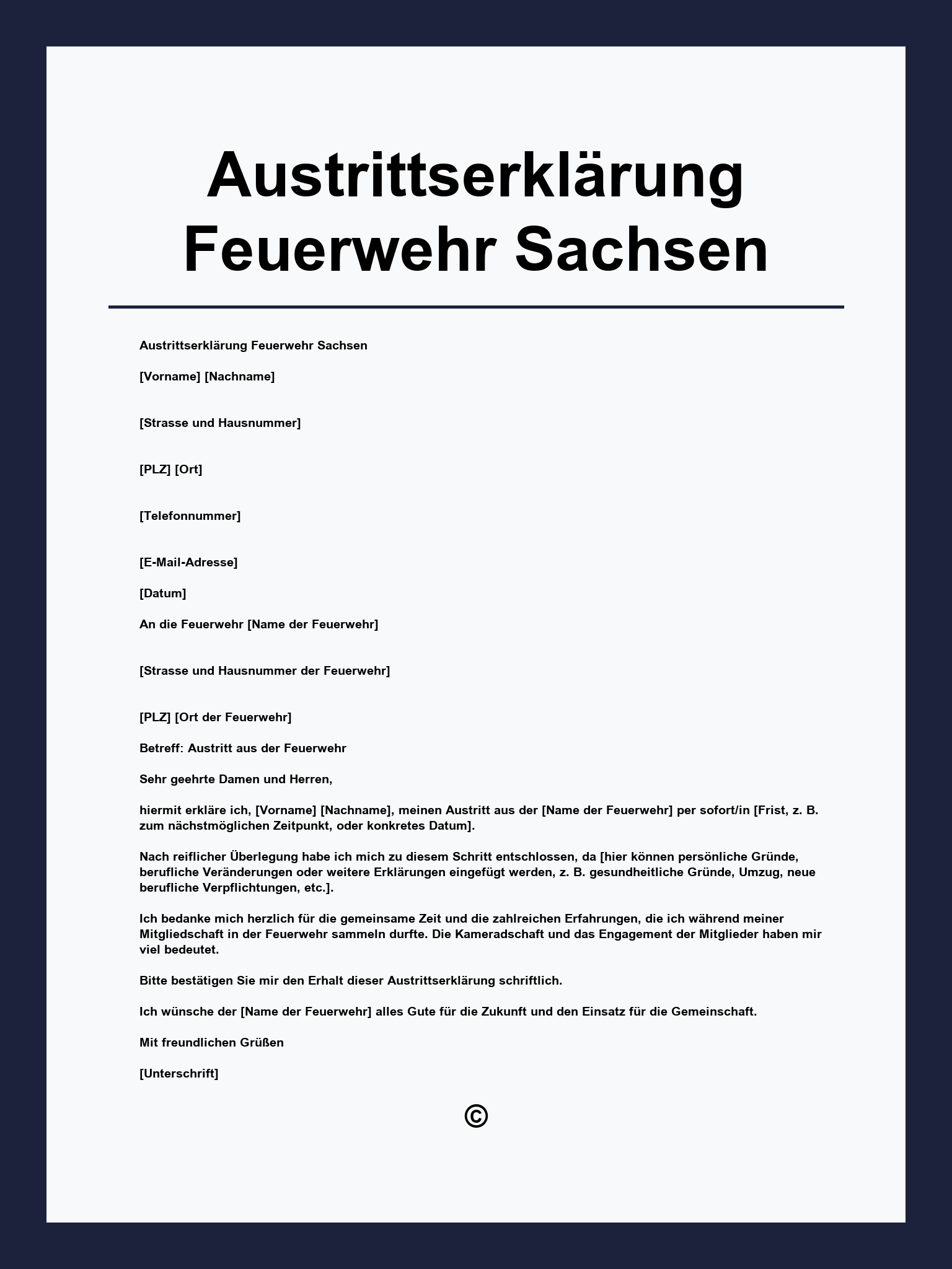 Austrittserklärung Feuerwehr Sachsen