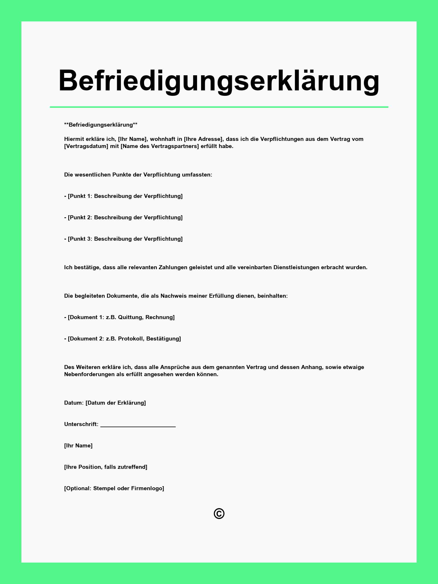 Befriedigungserklärung