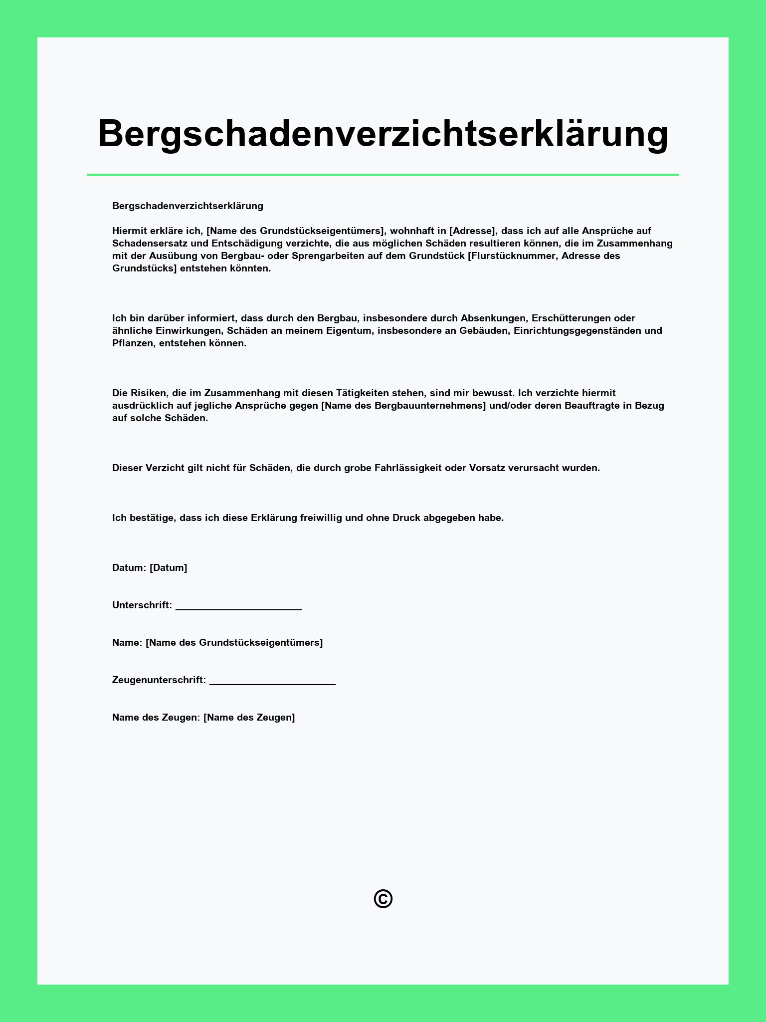 Bergschadenverzichtserklärung