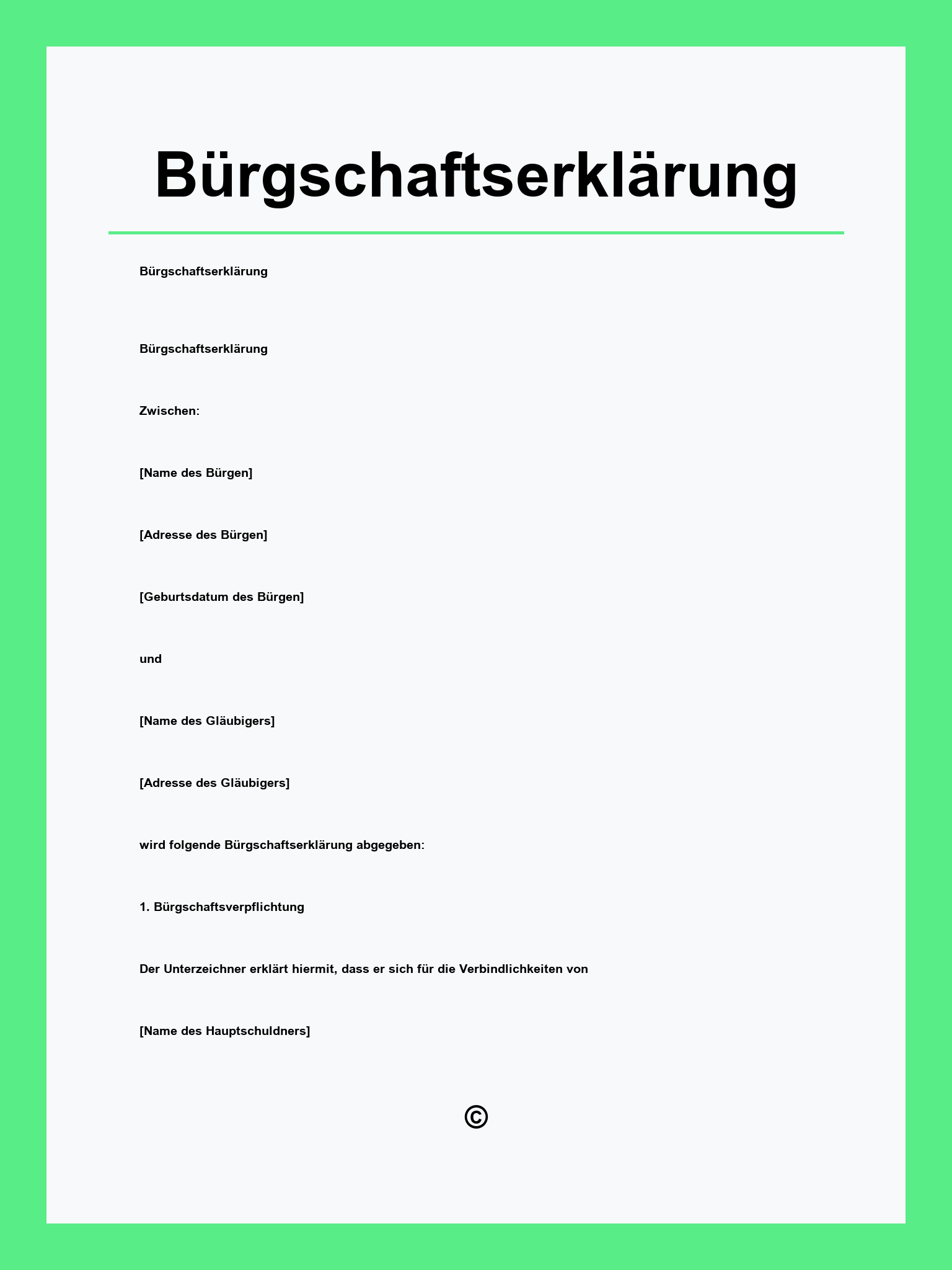 Bürgschaftserklärung