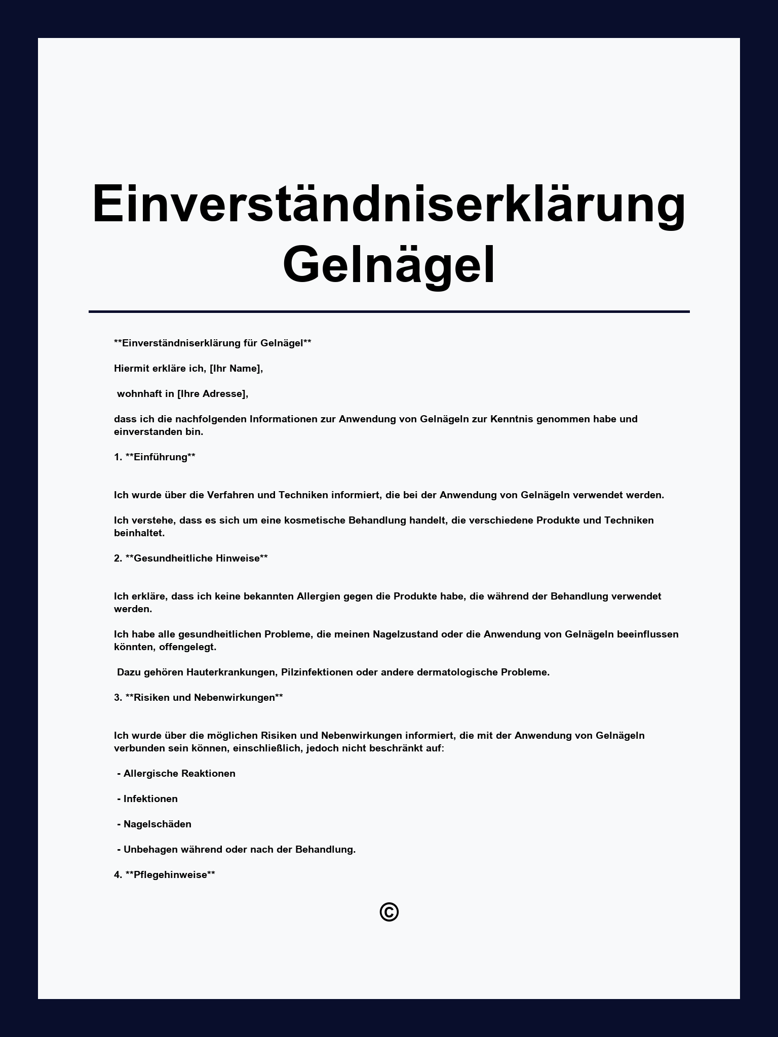 Einverständniserklärung Gelnägel