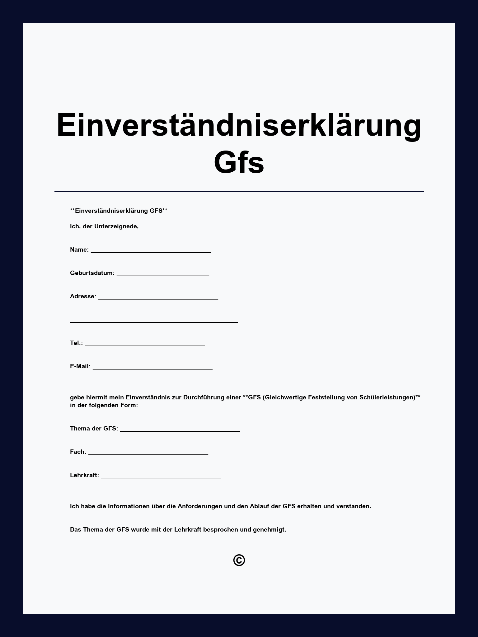 Einverständniserklärung Gfs