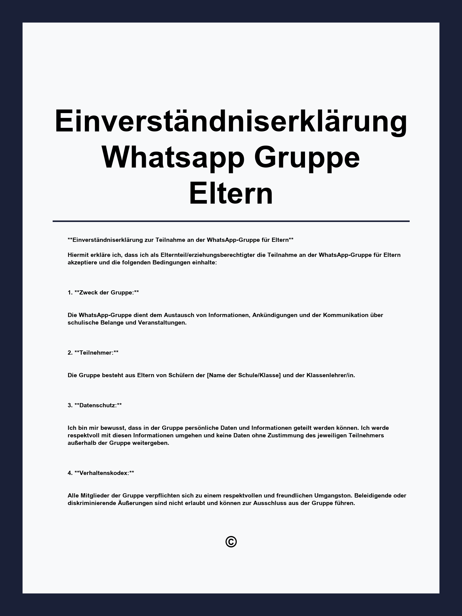 Einverständniserklärung Whatsapp Gruppe Eltern