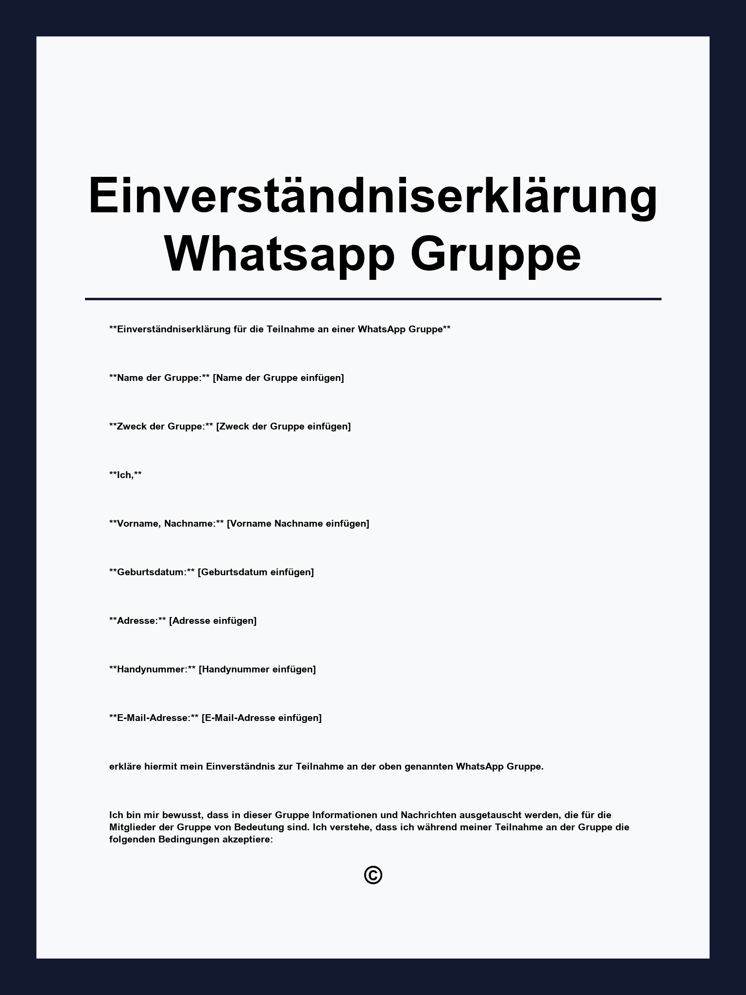 Einverständniserklärung Whatsapp Gruppe Vorlage