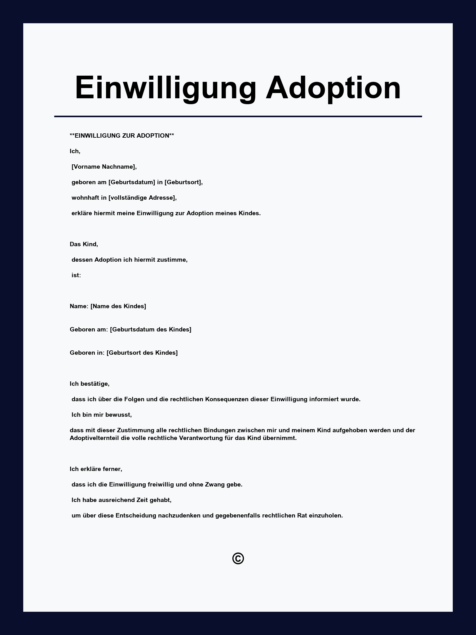 Einwilligung Adoption Muster
