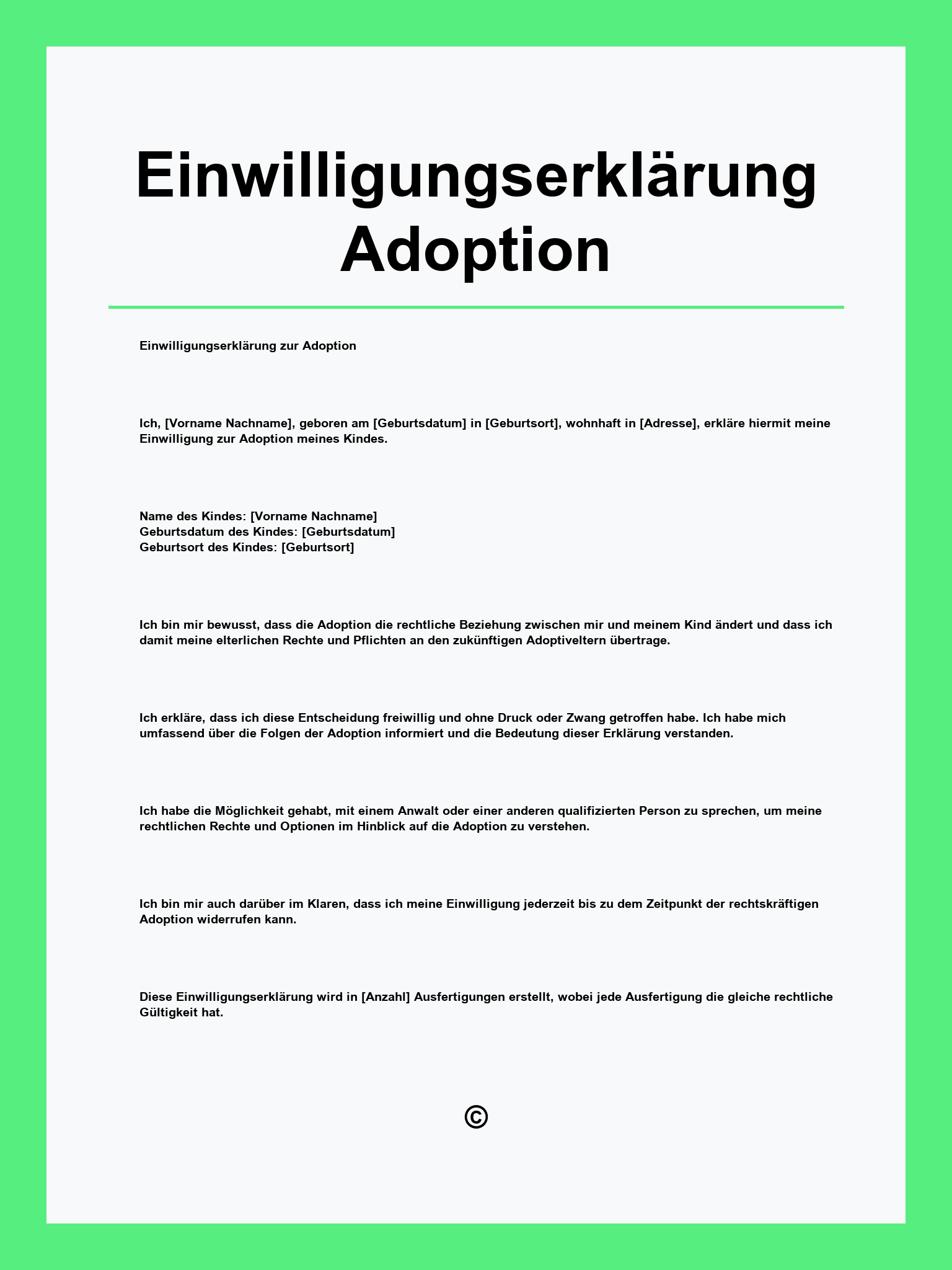 Einwilligungserklärung Adoption Muster