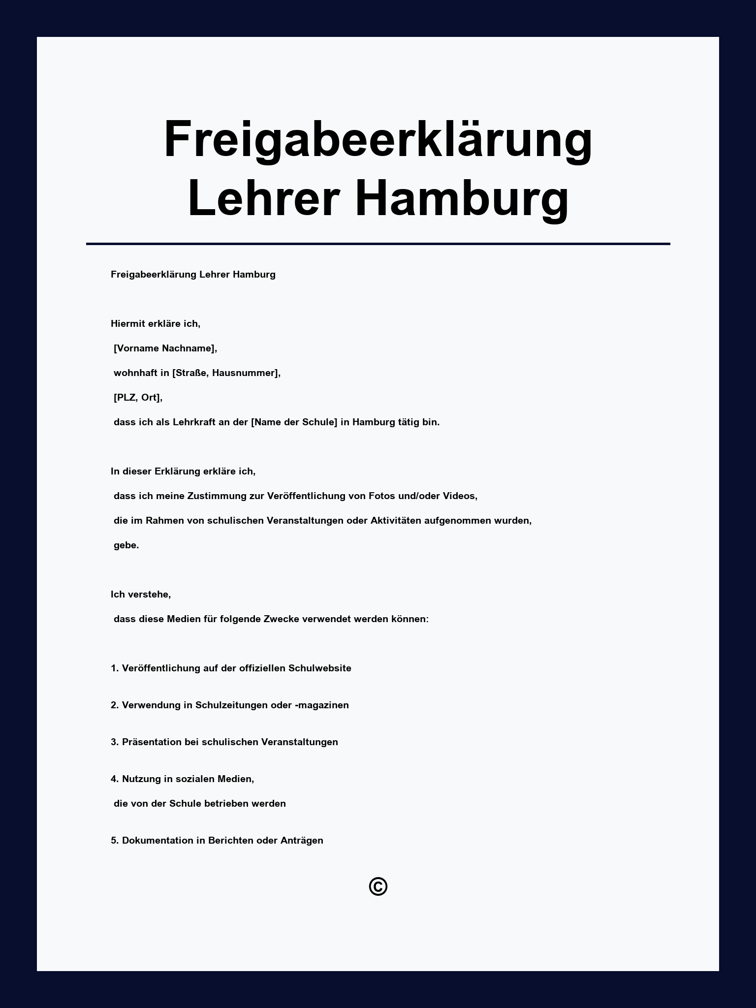Freigabeerklärung Lehrer Hamburg Formular