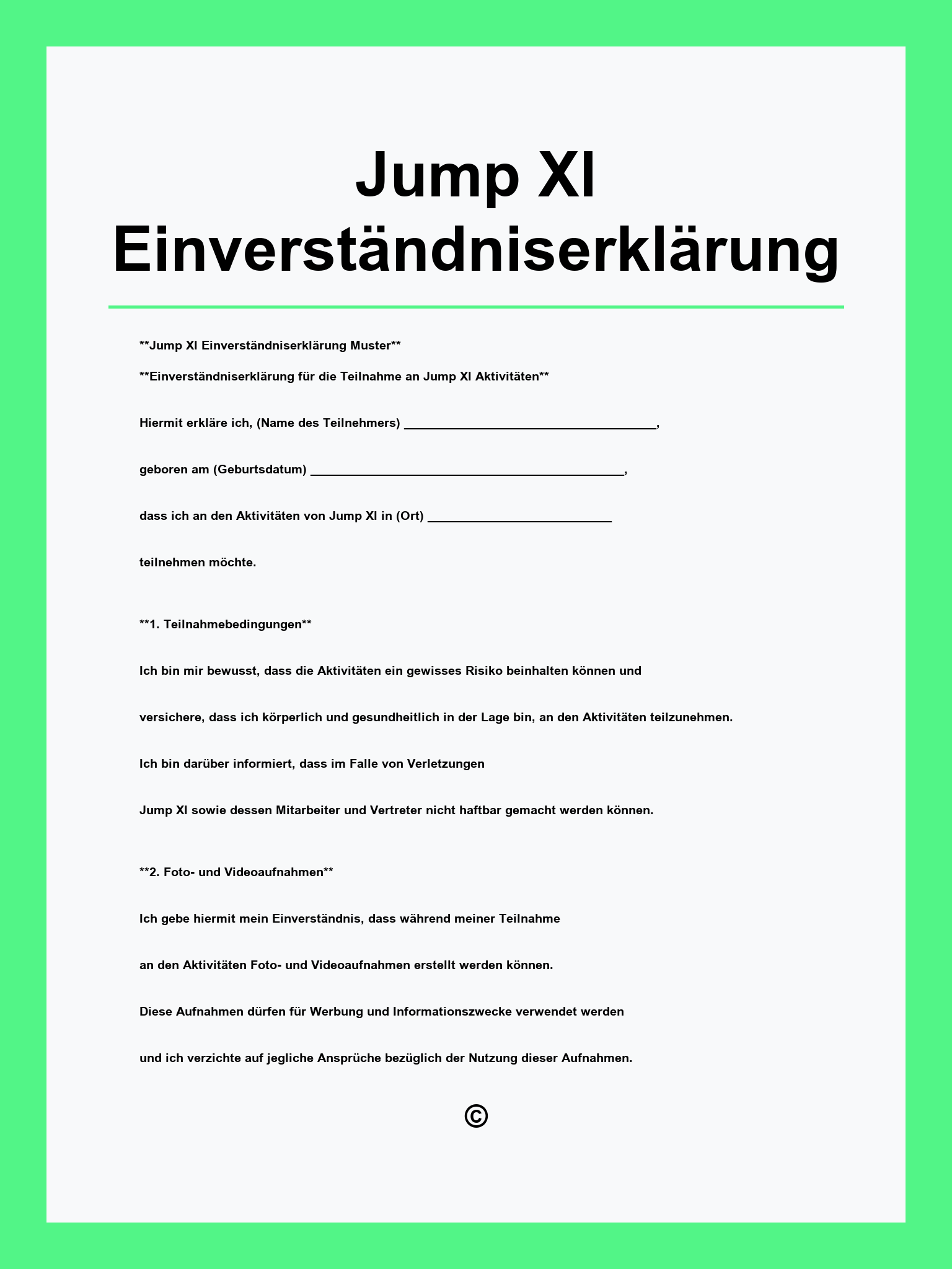 Jump Xl Einverständniserklärung
