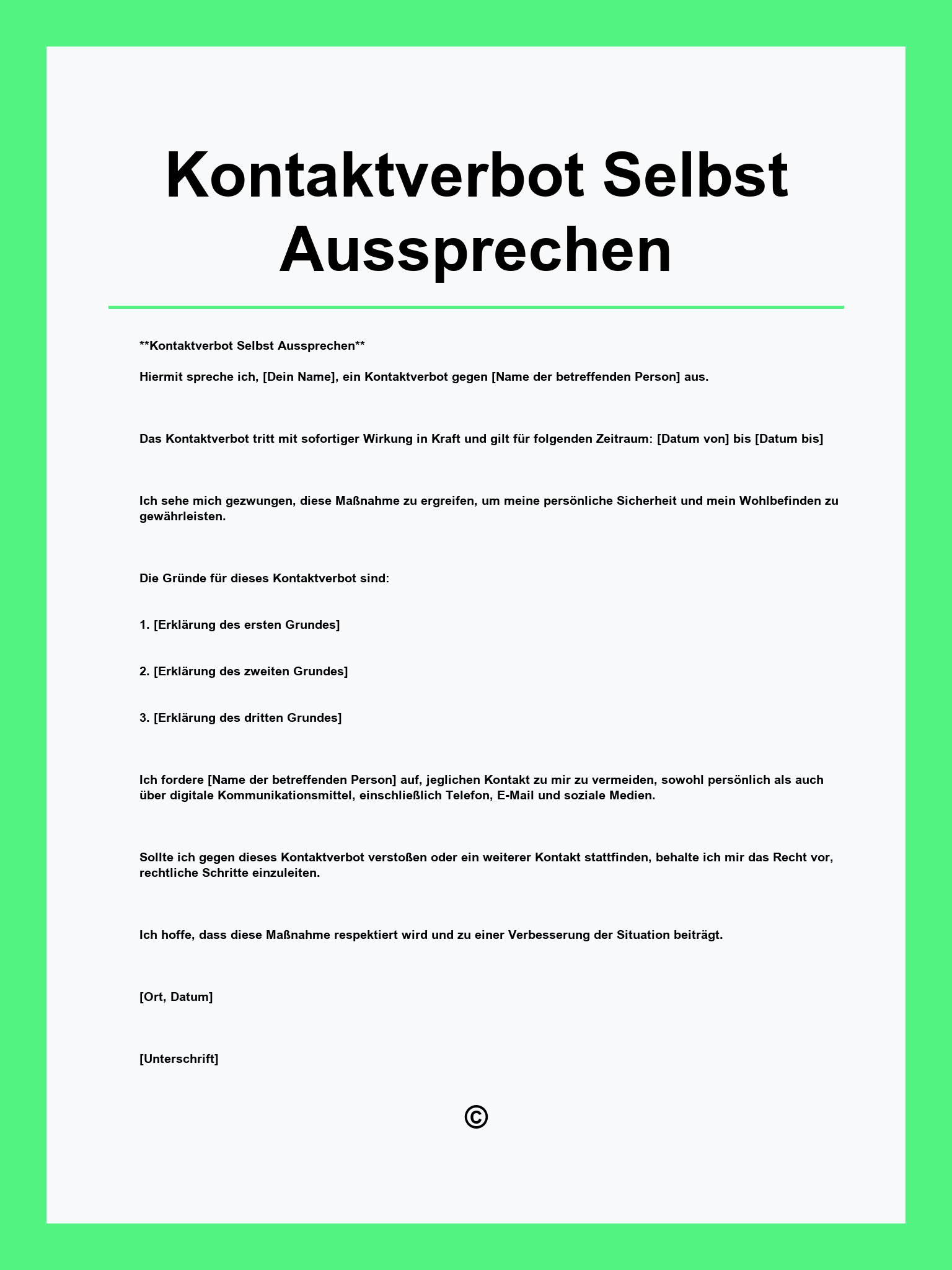 Kontaktverbot Selbst Aussprechen Muster