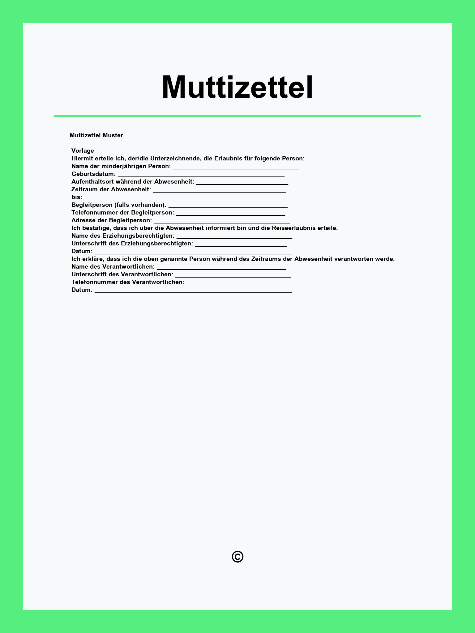 Muttizettel Vorlage