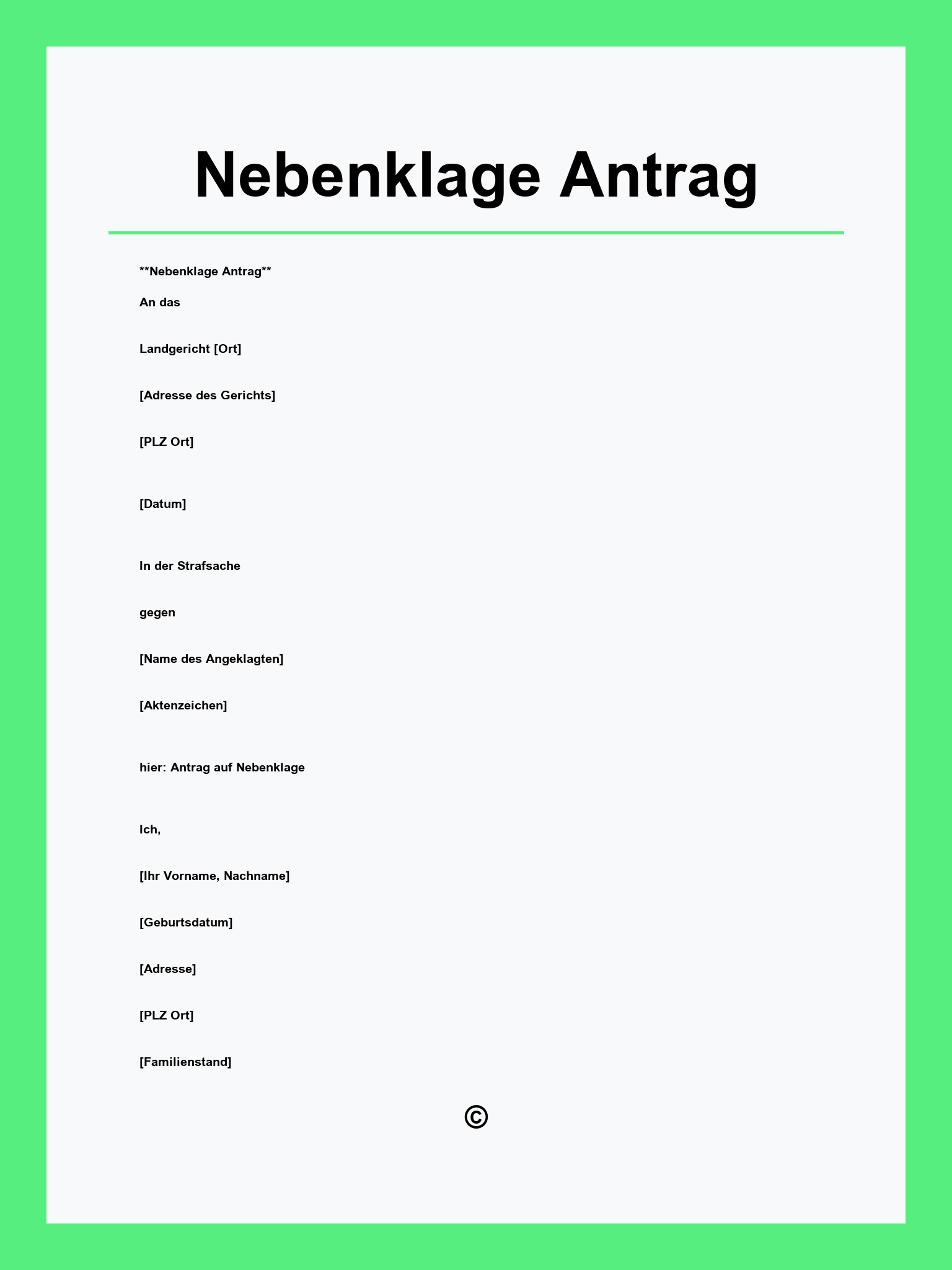 Nebenklage Antrag Muster