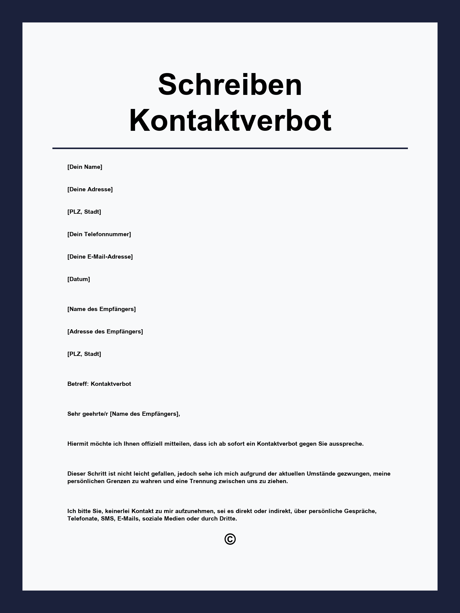Musterschreiben Kontaktverbot