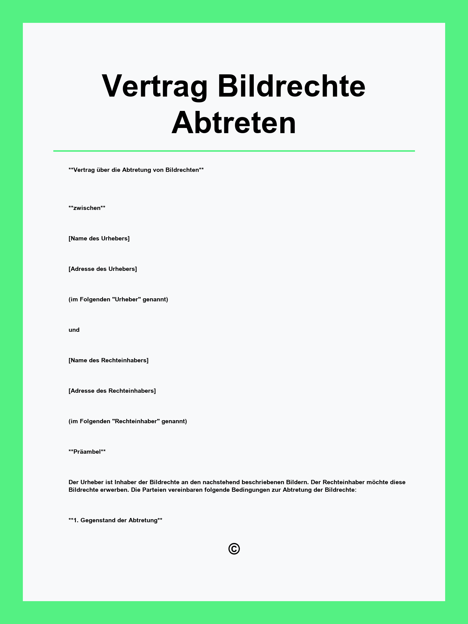 Vertrag Bildrechte Abtreten