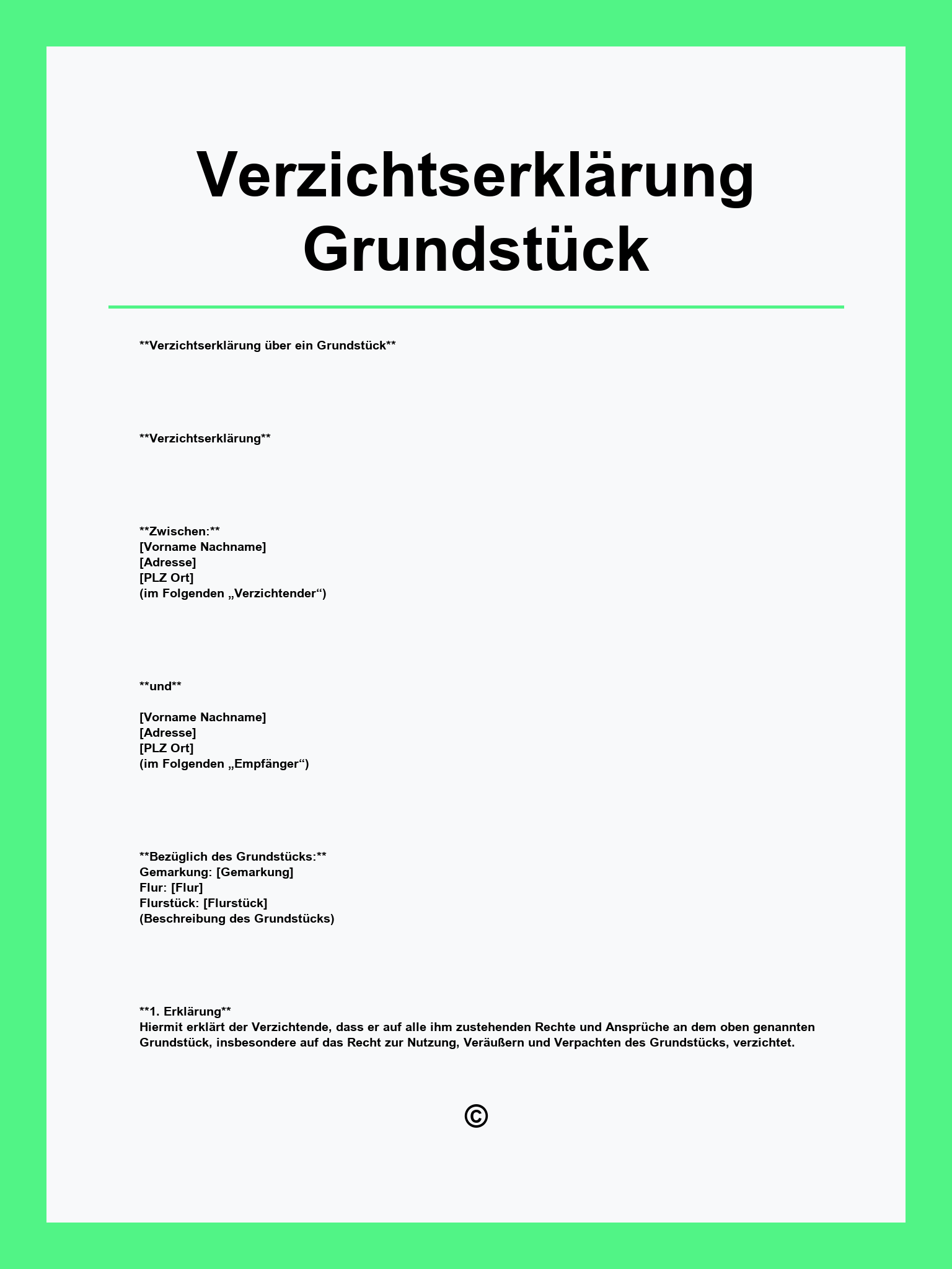Verzichtserklärung Grundstück Muster