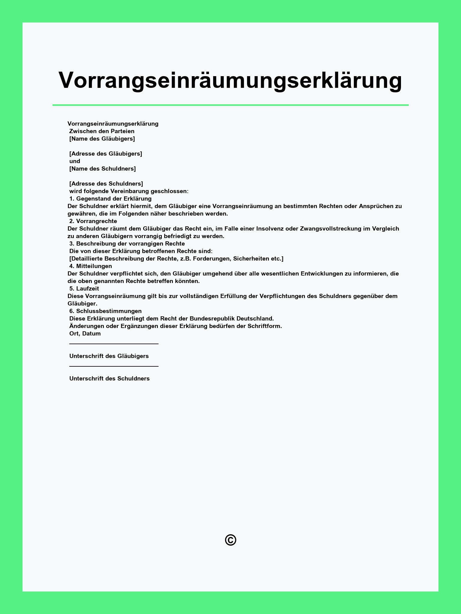 Vorrangseinräumungserklärung
