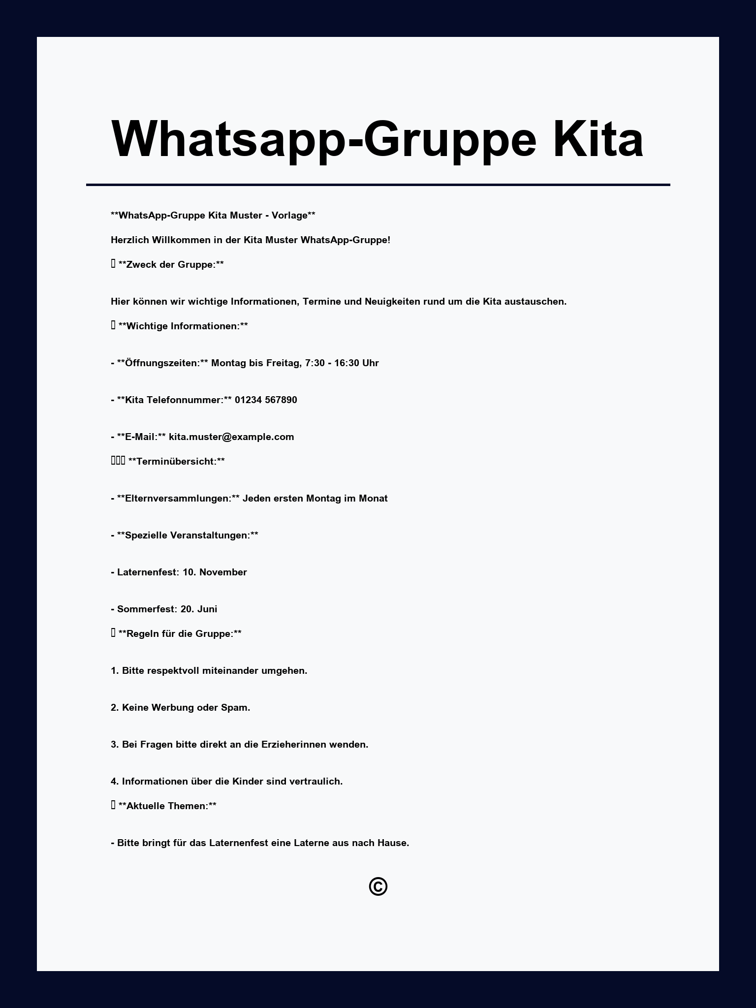 Whatsapp-Gruppe Kita Vorlage